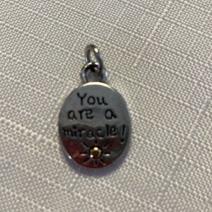 Brighton Heart Charm 
“You Are A Miracle” Silvertone message jewelry